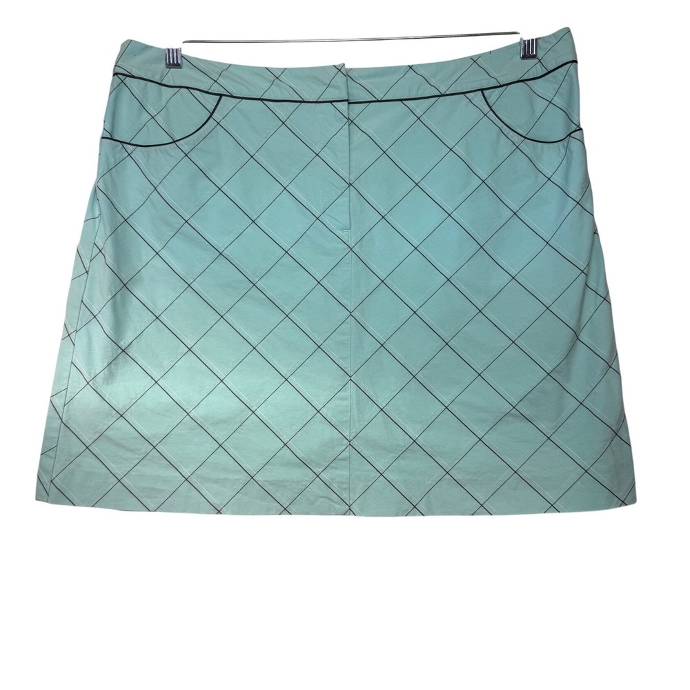 Cutter & Buck Womens Aqua Blue Plaid Golf Skort Size 16 Performance Activewear